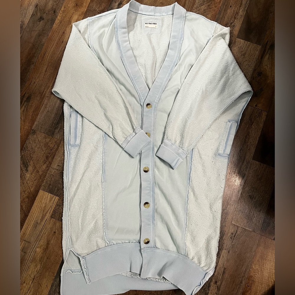 We The Free Light Blue Cardigan Sweater